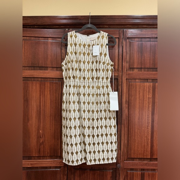 NWT Anthropologie Korovilas Gilded Bryonia Cocktail Sheath Dress Size US 8 - Picture 1 of 6